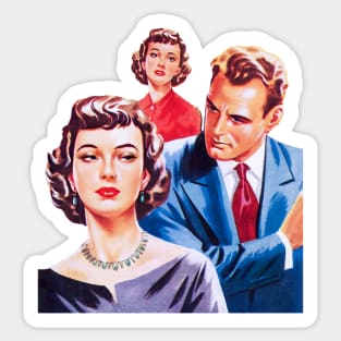 love triangle retro girl vintage library comic Sticker